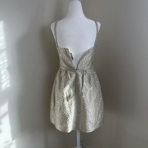 Camilla And Marc Metallic Bustier Mini Dress Size 6 Champagne Gold Tulip Party - Picture 3 of 13